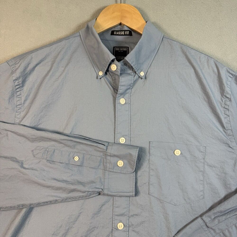 Todd Snyder Classic Fit Button Down Shirt Mens Large Blue Chest Pocket